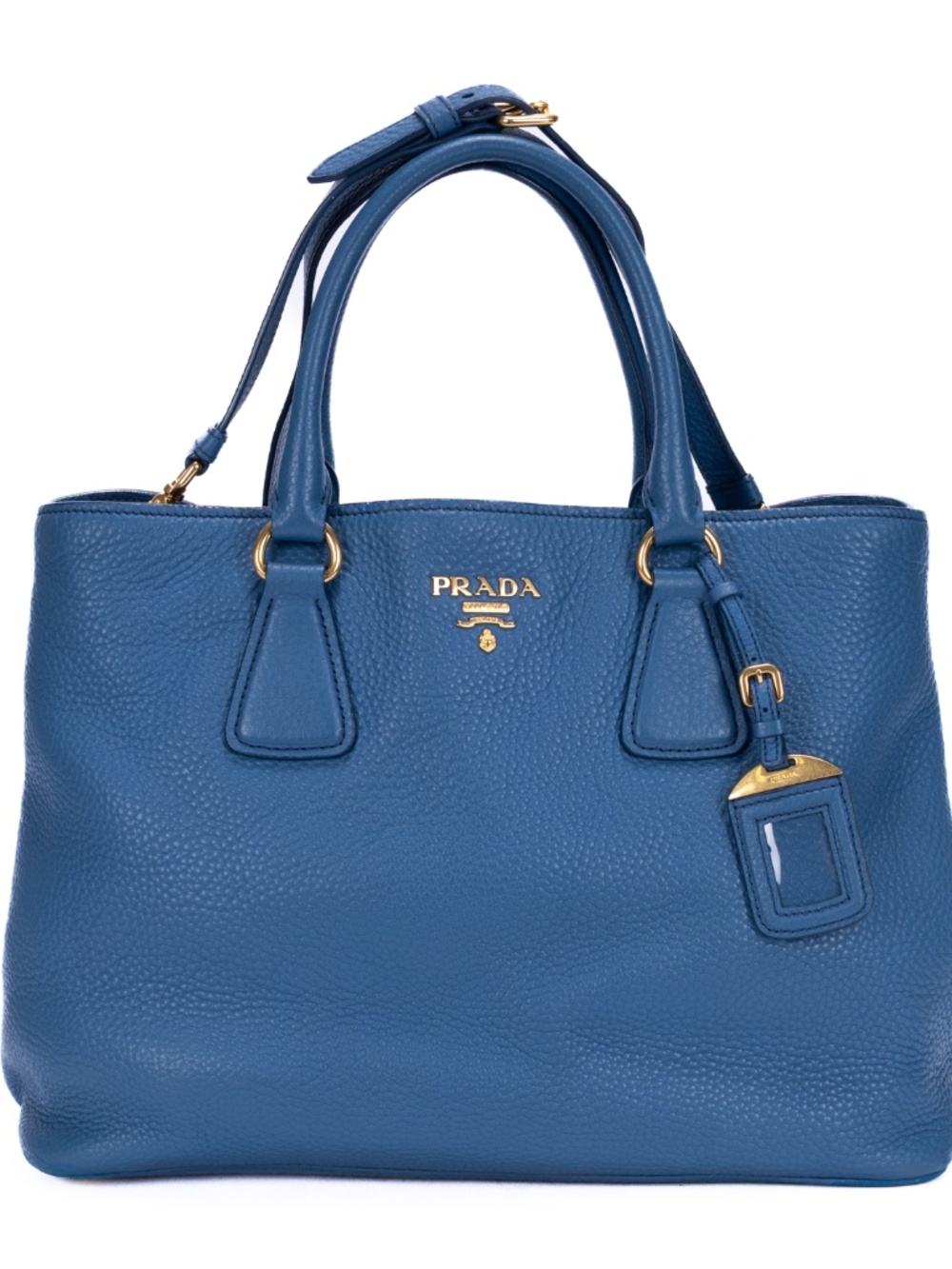 Prada Vitello Phenix Blue Leather Tote Bag